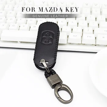 

Car Remote Key Case Cover For Mazda 2 3 5 6 Cx-5 CX3 CX5 CX-7 2017 2018 Genuine Leather Keyring 2 3 Buttons Key Case Accessories