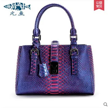 

yuanyu new hot free shipping python leather handbag leather handbag snake bag in Europe and the party hand women bag