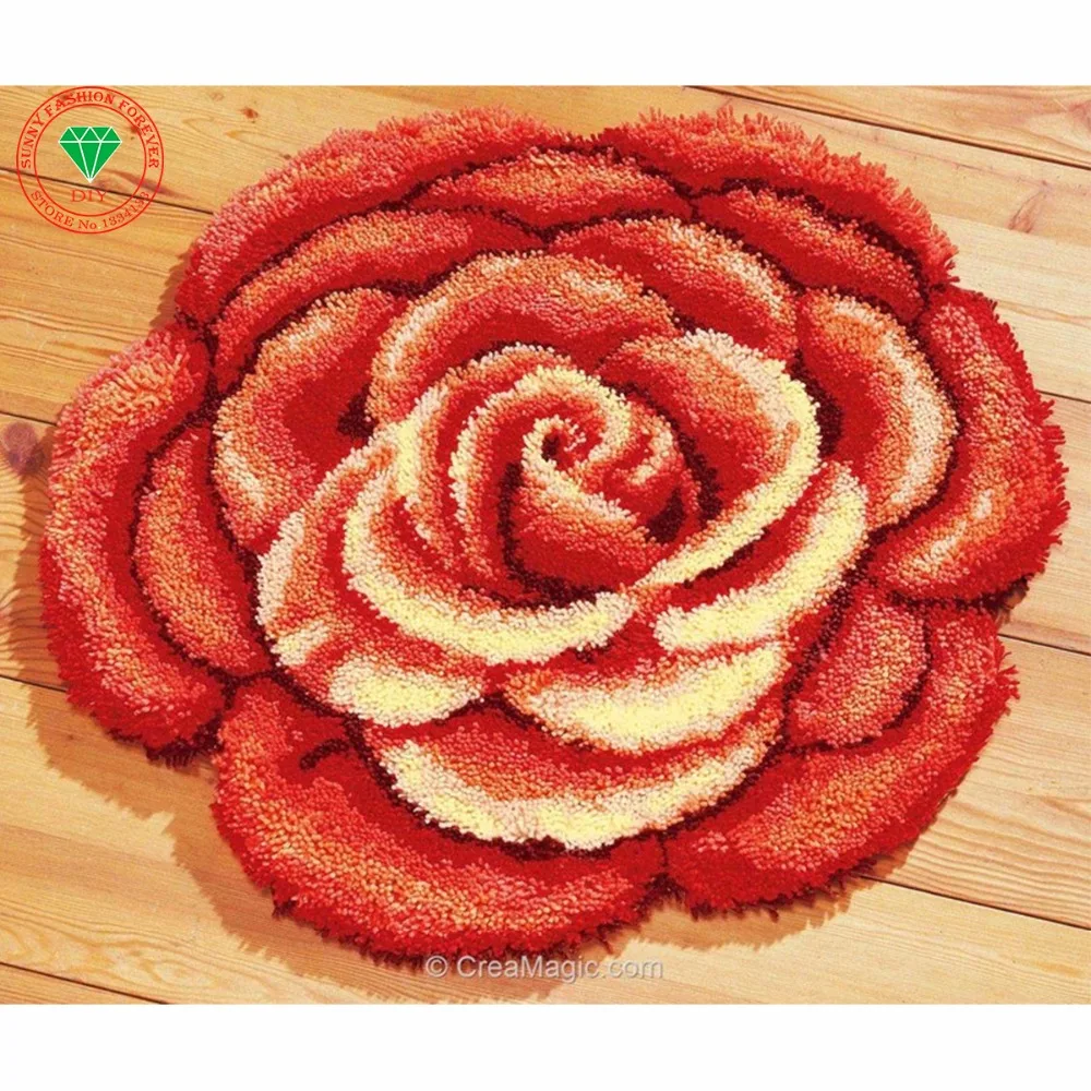 Kaufen Hobby Hand knüpfteppich kit Blume karpet Patchwork teppich Stricken kreuzstich Teppich stickerei stich gewinde kissen