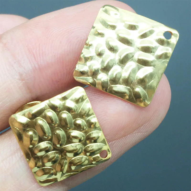 50pcs Square Stainless Steel Stud Earrings With Hole Gold Tone Earring Post For Women Diy Ear
