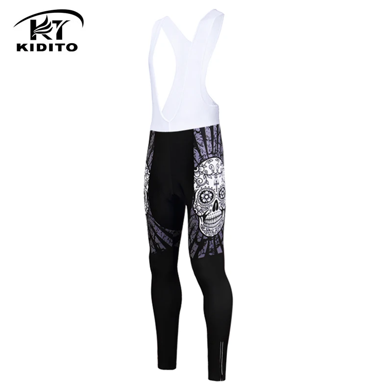 Black Bib Pants KIDITOKT зима Pro сохраняет тепло Велоспорт комбинезон ТЕРМОколготки для велоспорта с 3D Coolmax Pad велосипедные брюки для мужчин - Цвет: Black Bib Pants