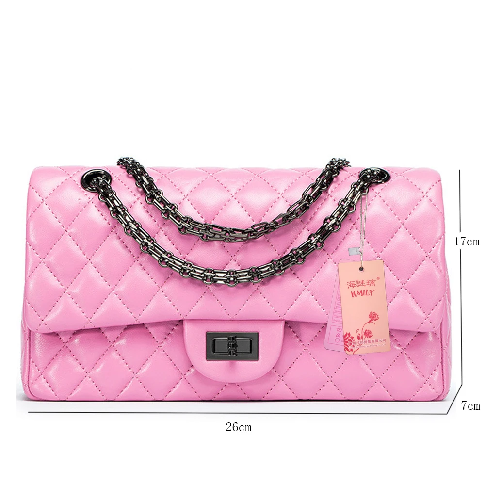 Женская сумка мессенджер HMILY из натуральной кожи с цепочкой|chain crossbody bag|ladies shoulder