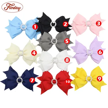 

10pcs 4" Diamond Hair Bow Clips Hairbow with Rhinestone Center Girls Children Hot Hairpins Hair Accessories Drop Shipping