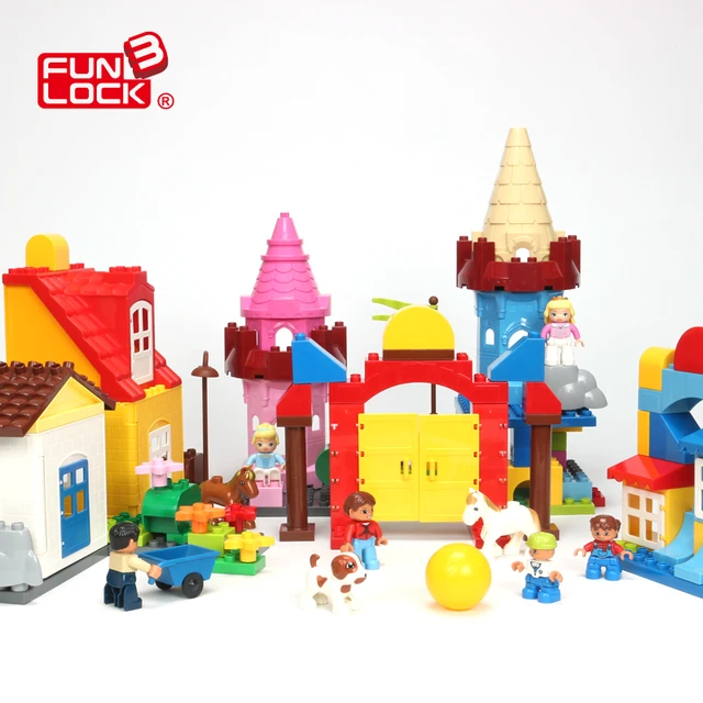 funlock duplo blocks castle building brick parts for kids educational funny basic assemble building toys for