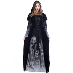 Disfraces de Halloween para Mujeres Carnival Purim Adulto Cráneo Esqueleto Bruja Traje Largo Vestido con Capucha Fantasía Fantasia Cosplay Disfraces de Halloween para Mujeres Carnival Purim Adulto Cráneo Esqueleto Bruja Traje Largo Vestido con Capucha Fantasía Fantasia Cosplay