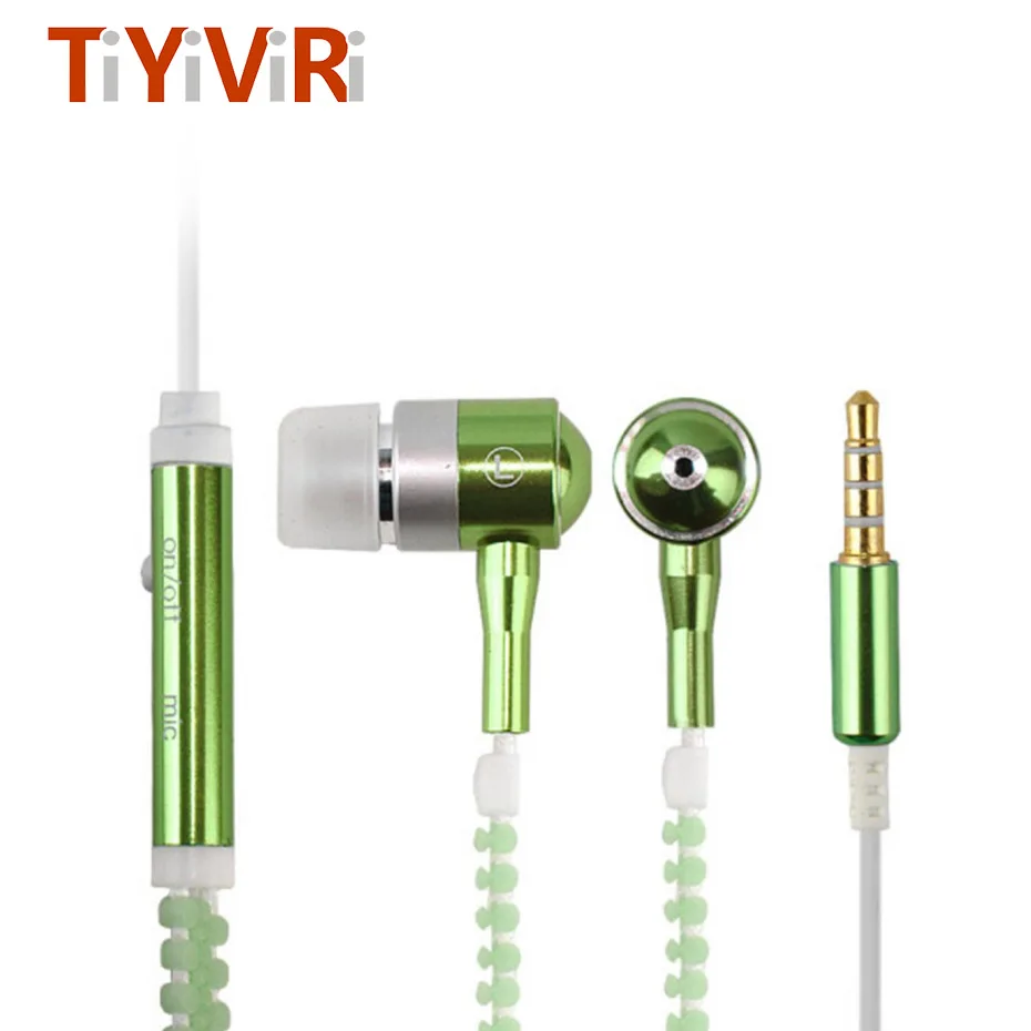 

Fashion 3.5mm Sports Wired Zipper Earphones Headset Luminous Light Glow in the Dark Earphone Metal earphones with Mic for Phone