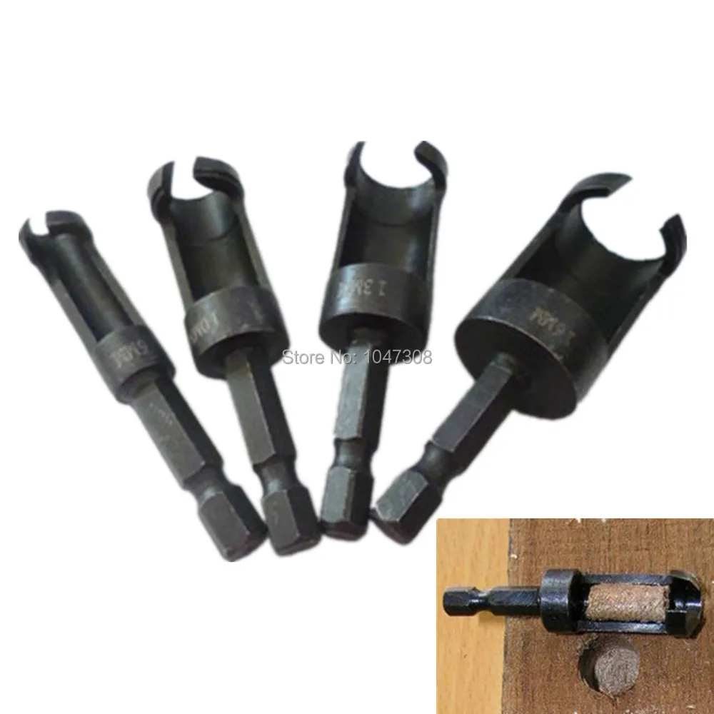 

4pcs Wood Plug Cutter Cutting Power Tool Drill Bit Set Carpentry Woodwork Wood Plug Hole Cutter Carbon Steel 6mm 10mm 13mm 16mm