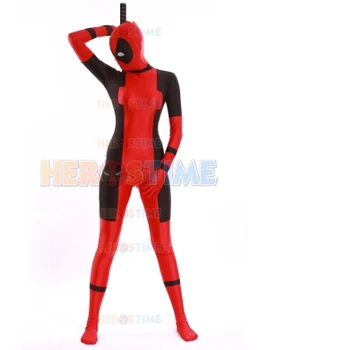 

(DP902) Lady Deadpool Costume Pattern Lycra Spandex Superhero Cosplay Halloween Party Costume Unisex Fetish Zentai Suits