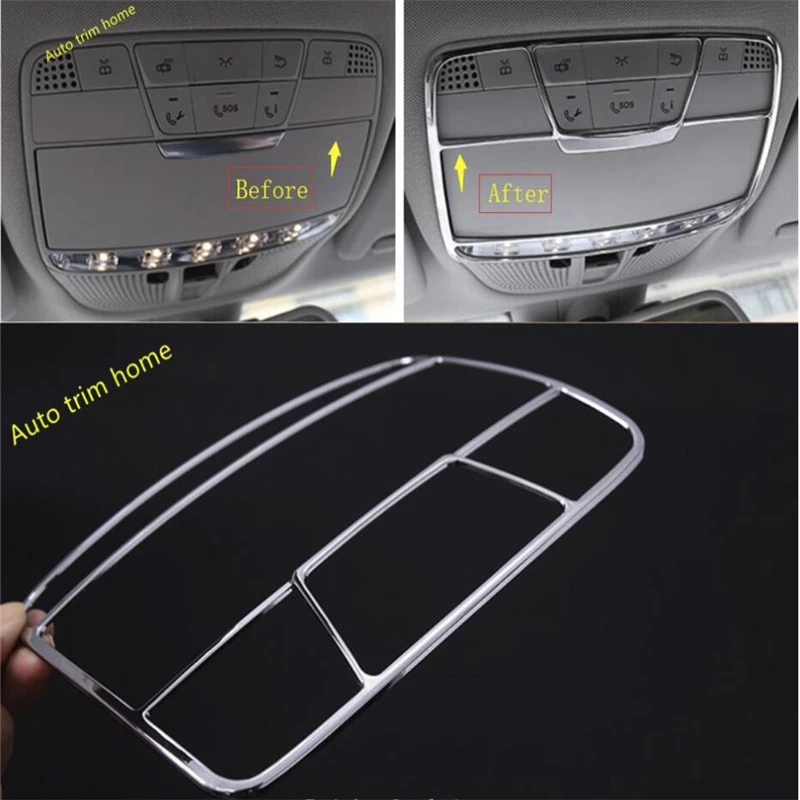 

Lapetus ABS Chrome Roof Reading Lamp Lights Molding Garnish Cover Trim Fit For Mercedes Benz C CLASS W205 / GLC X253 2015 - 2021