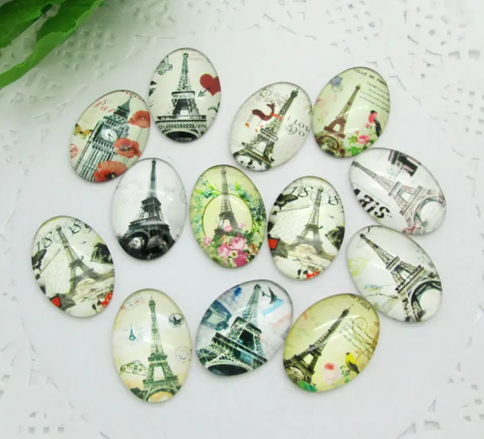 

20pcs 18x25mm Oval Tower Mixed Domed Magnifying Clear Glass Cabochon Scrapbooking Embellishments Fridge Magnets DIY Accessories