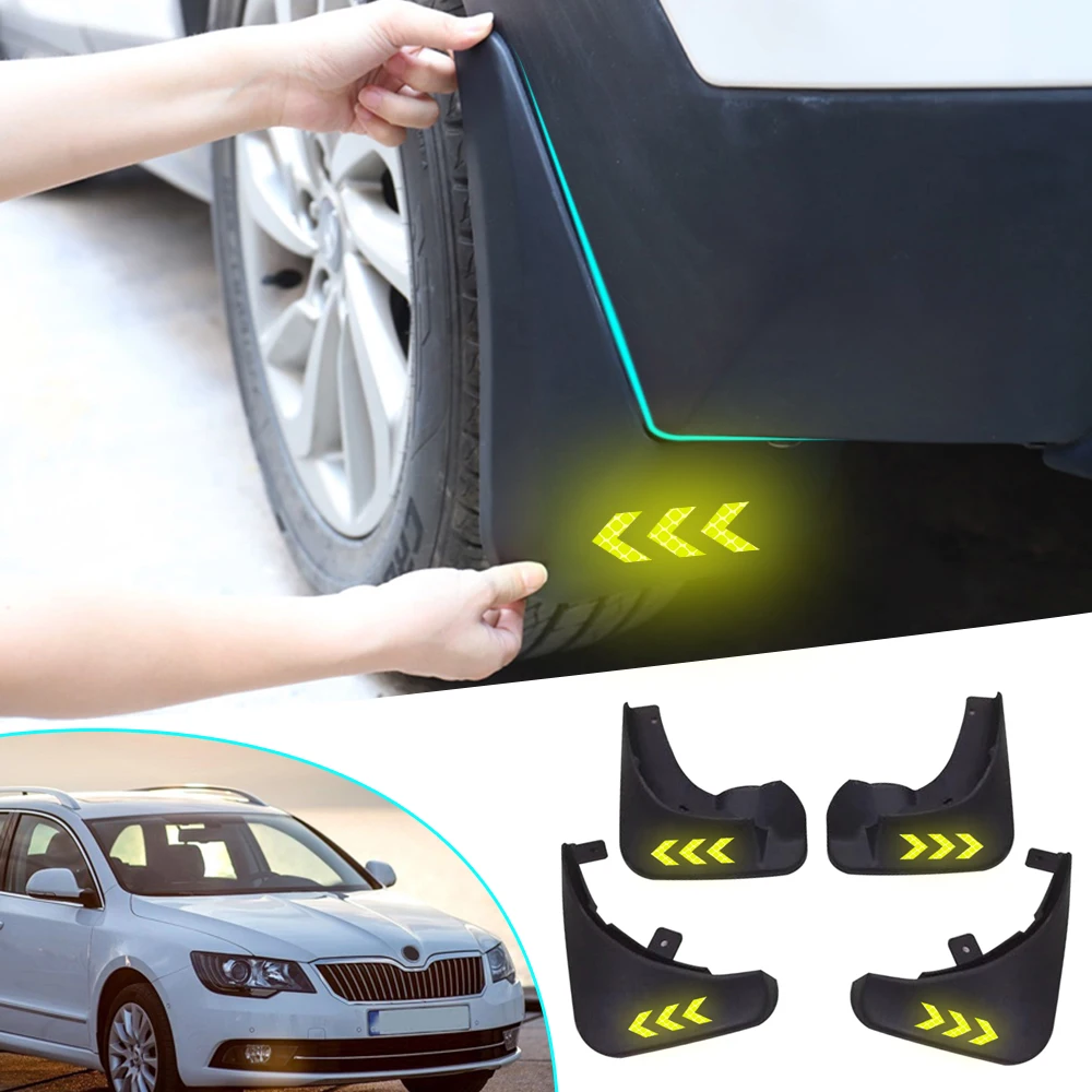 

1set Car Mudflaps Front Rear Fender Flares Mud Splash Guards For Skoda Fabia2011 Mud Flaps Reflective Mudguards