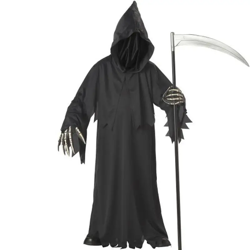 High quality Grim Reaper Costume With Hat Masks Skeleton Hands Costumes
