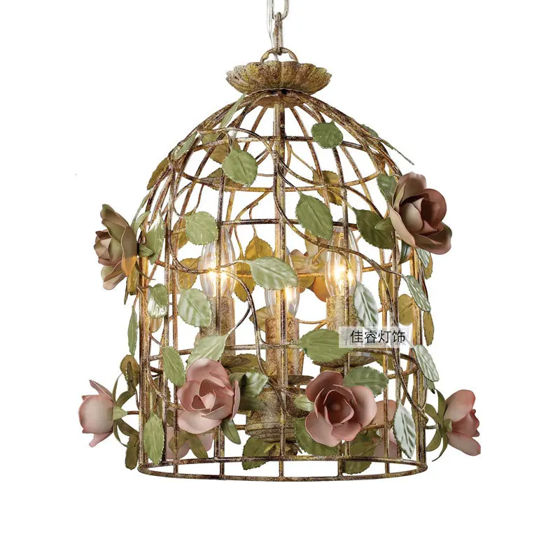 American country antique wrought iron chandelier living room lights