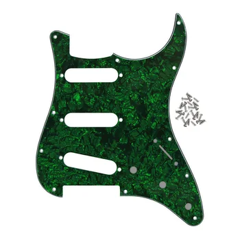 

FLEOR Green Pearl 11 Hole SSS Electric Guitar Pickguard Scratch Plate 4Ply & Screws for Strat Guitar Accessories