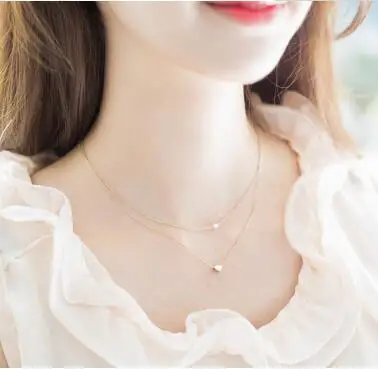 

Boho Gold Silver Love Heart Pendant Necklace Short Chain Choker Pearl Layered Statement Necklace For Women Jewelry Dropshipping
