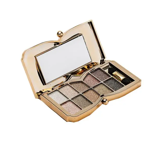 

10 Colors Cosmetic Makeup Powder Eyeshadow With Brush Highlighter Brighten Metallic Set Professional Gliltter Shine Nude C529