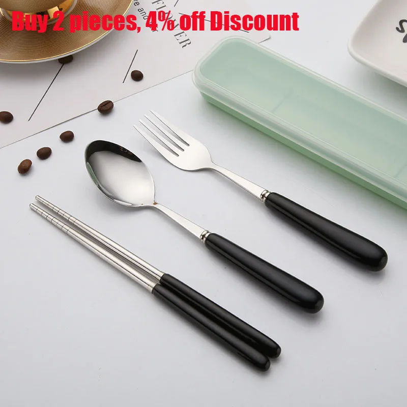 Palillos vajilla cuchara tenedor Picnic Set manija de cerámica de acero inoxidable viajes Spork Camping conjuntos para senderismo playa barbacoa