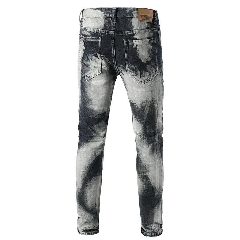 Fall Winter 2019 Man straight Jeans Slim Patchwork Contrast Color Fashion Europeans Style Denim Cool Pants Men Quality Fit Jean