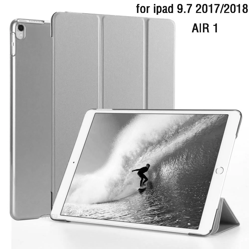 Чехол PFHEU для нового iPad 9,7-6 для Air 1 с магнитом для пробуждения сна, Ультратонкий кожаный чехол для планшета 1: 1 - Цвет: Gray