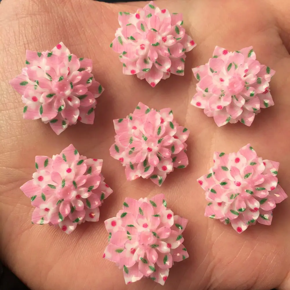 

New 10PCS AB Resin 20mm Print Flower Flatback Stone Wedding Diy Scrapbok Crafts DIY Resin Ornaments R523