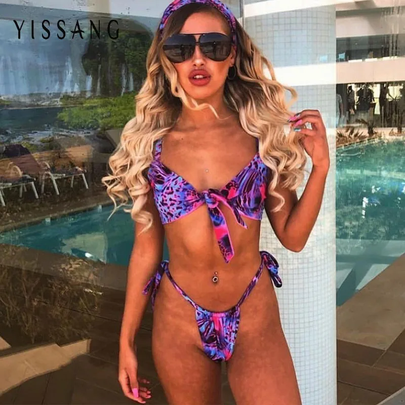 

2019 Sexy Triangle Bikini Set New Women Solid Bathing Suit Swimwear Summer Beach Wear Female Low Waist purple Swimsuit