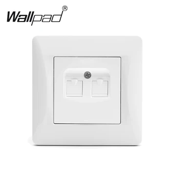 

Data Tel Socket Wallpad 110-250V White Luxury Plastic Panel EU European Standard Data Tel RJ45 Rj11 Outlet with Claws Mounting