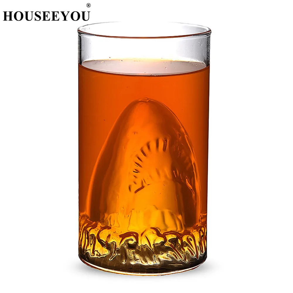 HOUSEEYOU 2 шт./лот стеклянная кружка для путешествий кофейная с акулой чай пиво чашка