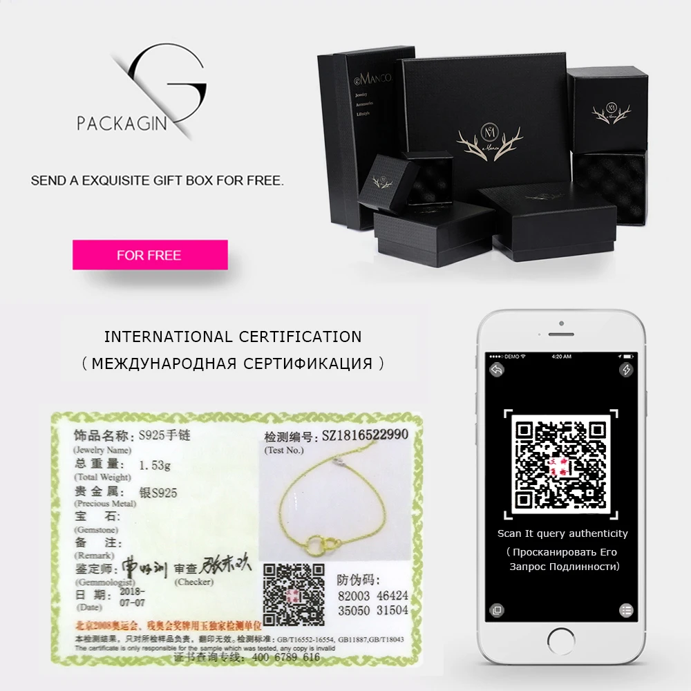 e-Manco 925 Sterling Silver Bracelets Simple Double Circle Friendship Bracelet Bangles For Women Two Colors Fine Jewelry Gifts