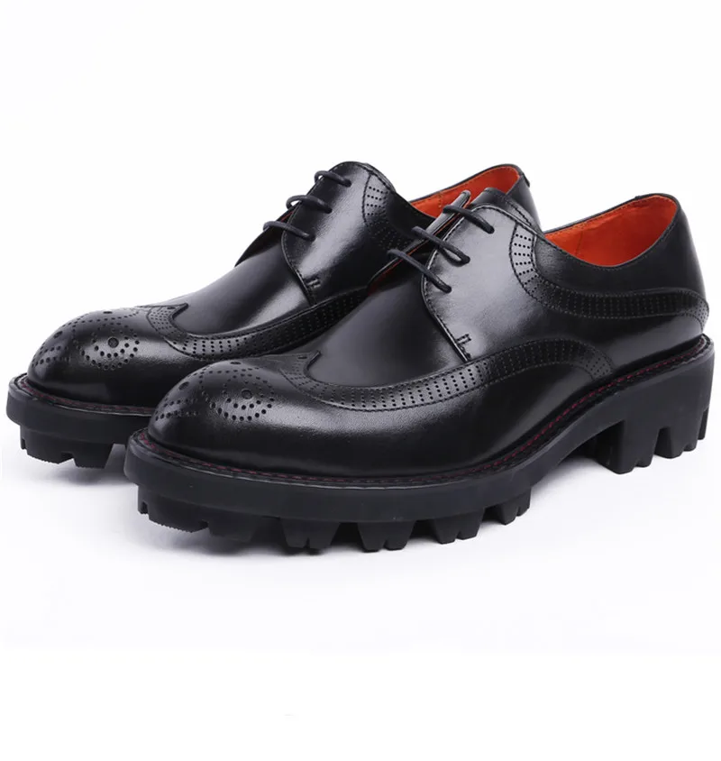 Fashion Black / brown tan Platform oxfords business shoes mens office