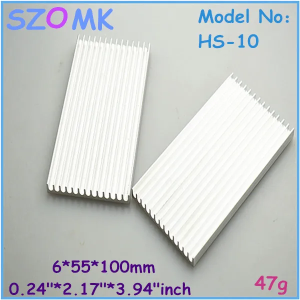 

10 pcs, high quality aluminum heat sink 6*55*100mm electronics junction housing aluminum radiator