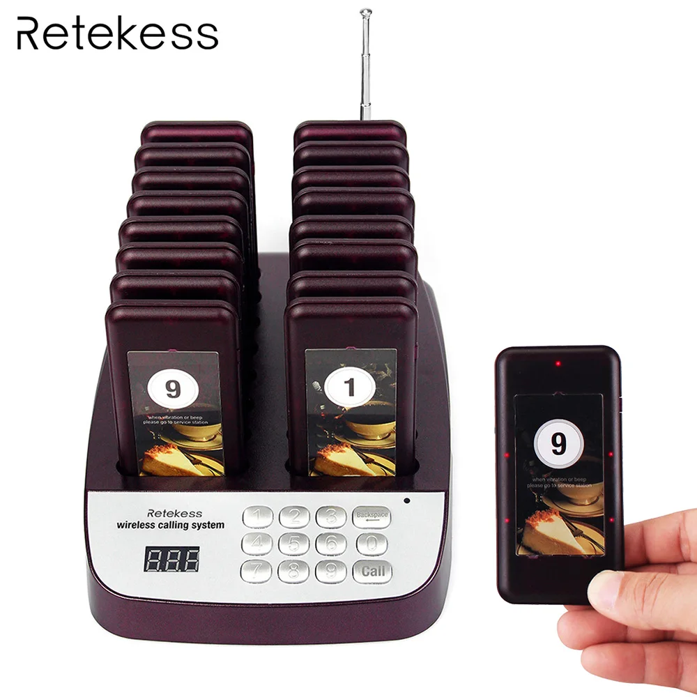 Retekess T113S Restaurant Pager Wireless Paging Queuing System 16 Call