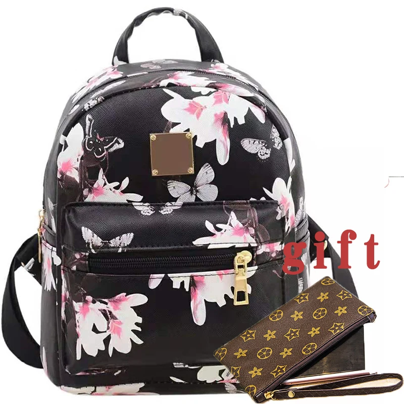 

Fashion Floral Printing Women Leather Backpack School Bags for Teenage Girls Lady Travel Small Backpacks Mochila Feminina