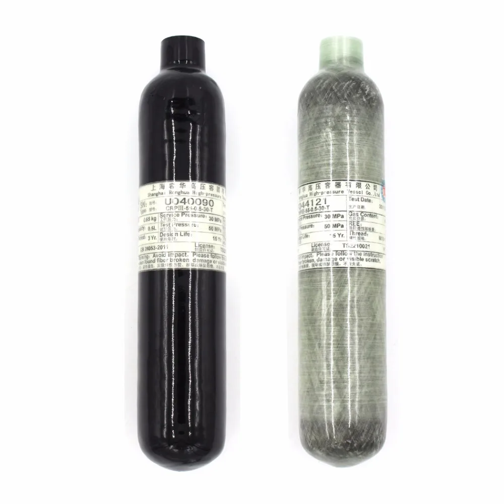 

PCP Paintball Airsoft Tank High Pressure Carbon Fiber Tank 0.35L/0.5L HPA Carbon Fiber Wrapped Cylinder 300bar/4500psi M18x1.5