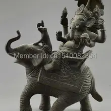 Коллекционная Оформлен Старый Бронзовый Вырезать Слон Нести Индии Бог Богатства Статуя