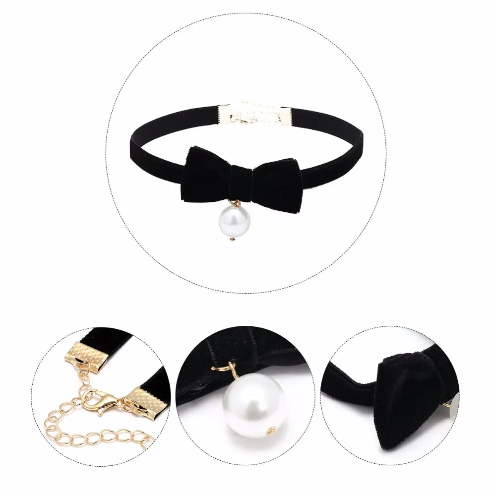 Trendy Women Velvet Choker Necklace Fashion women Puck black leather hot mails silver necklaces False collar Gothic Costume Jewelry-3 (2)
