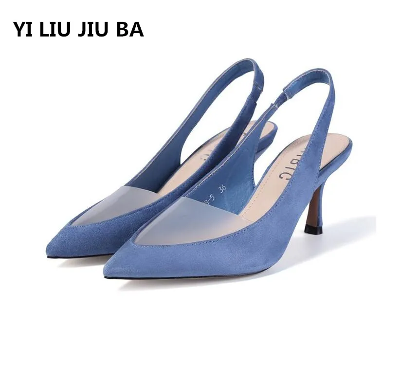 

high quality Women High Heel Sandals Pointed Toe Shoes women Suede Fashion Sexy party dress Shoes women Plus Size 34-39 **524