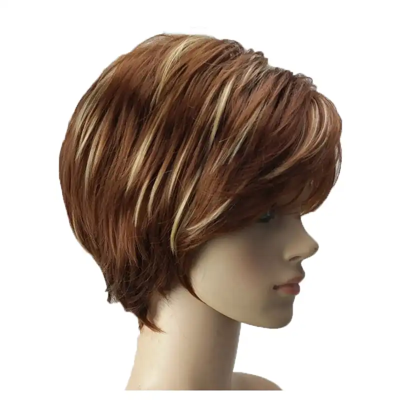Hairjoy Women Synthetic Hair Wig Brown Blonde Highlight Layered