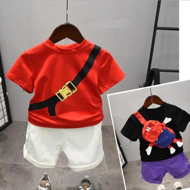 

2PCS Suit Baby Boy Clothes Children Summer Toddler Boys Clothing Set Cartoon Kids Cartoon Tops and Shorts 2-7Years Boys Sets