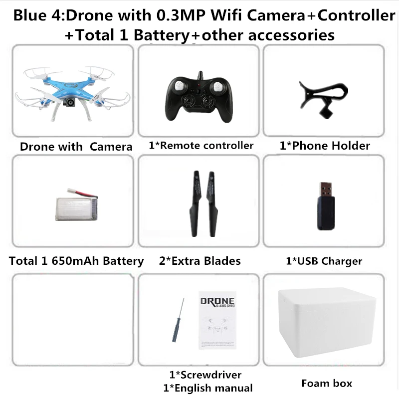 Квадрокоптер с камерой Радиоуправляемый Дрон с камерой или без камеры T1G FPV Квадрокоптер удерживающий высоту Дрон Радиоуправляемый вертолет VS X5SW SG600 - Цвет: Blue 0.3MP CAM 1B