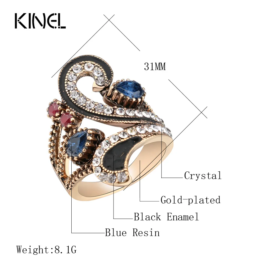 Womens Ring Vintage Color Gold Punk Turkish Jewelry