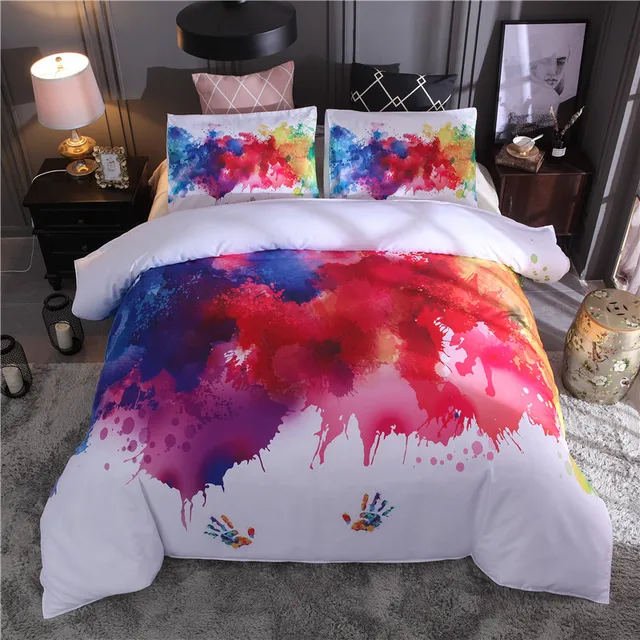 Graffiti Printed Bedding Sets Black White Duvet Cover Set 2/3pcs Double