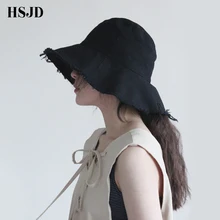 Новинка, летняя джинсовая складная шляпа от солнца с эффектом потертости, унисекс, модная Гибкая шляпа с кисточками, широкие поля, пляжные шляпы, мужские головные уборы