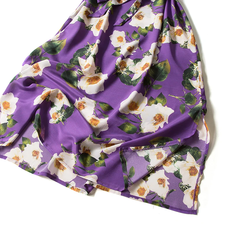 Женское платье с принтом 100% шелк креп повседневные платья поясом для женщин