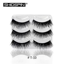 3 Pairs/lot Eyebrows False Eyelashes Kit Thick Eyelash Cross Lashes Black Long Natural Handmade Makeup Fake Eyelashes T10