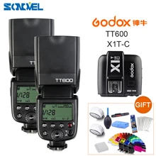 2x Godox TT600 2,4G Беспроводной Камера Вспышка Speedlite+ Godox X1T-C передатчик ttl Беспроводной дистанционный триггер для вспышки для Canon