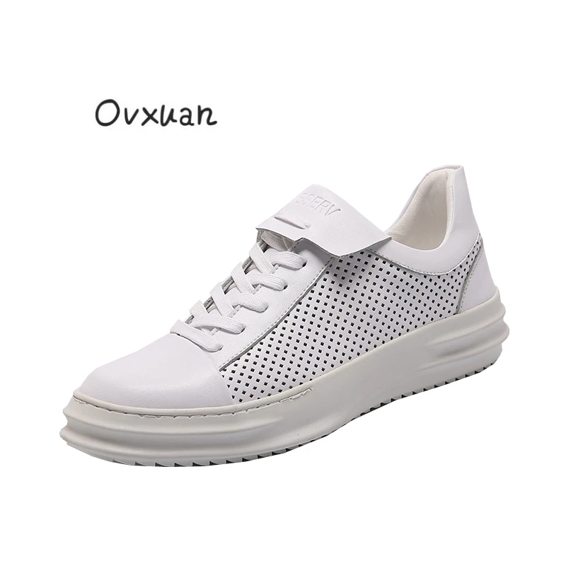 

Ovuxan Inside Height Increase Men Platform Shoes 2018 Summer Gauze Breathable Casual Sport Men Flats Genuine Leather Men Loafers
