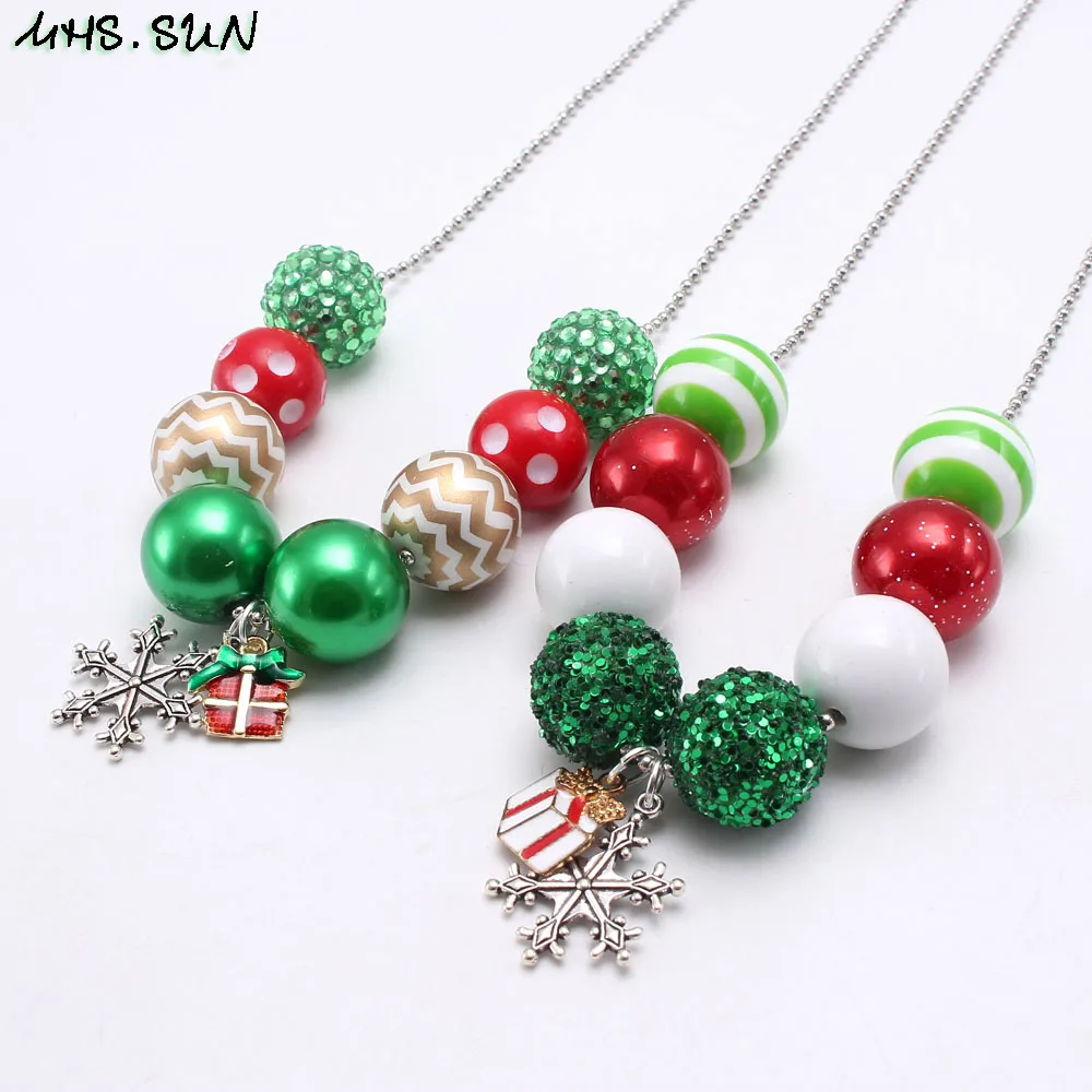 MHS. SUN рождественские детские бусины для ожерелья Снежинка подвеска длинная цепочка Ожерелье для детей девочки милые украшения аксессуары подарок