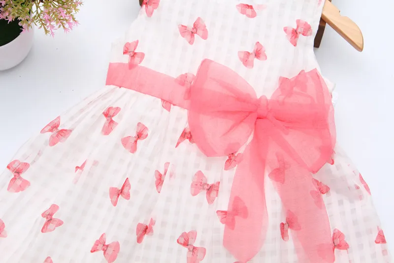 (4 шт./лот) 0-24 м летнее хлопковое платье принцессы для маленьких девочек Милая пышная рукавов цельные платья с галстуком-бабочкой для