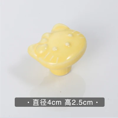 Креативная Мода Мультфильм Цвет птица свинья кошка Краб детская комната ящик обуви ручка шкафа синие желтые, розовые, белые керамические - Цвет: yellow cat
