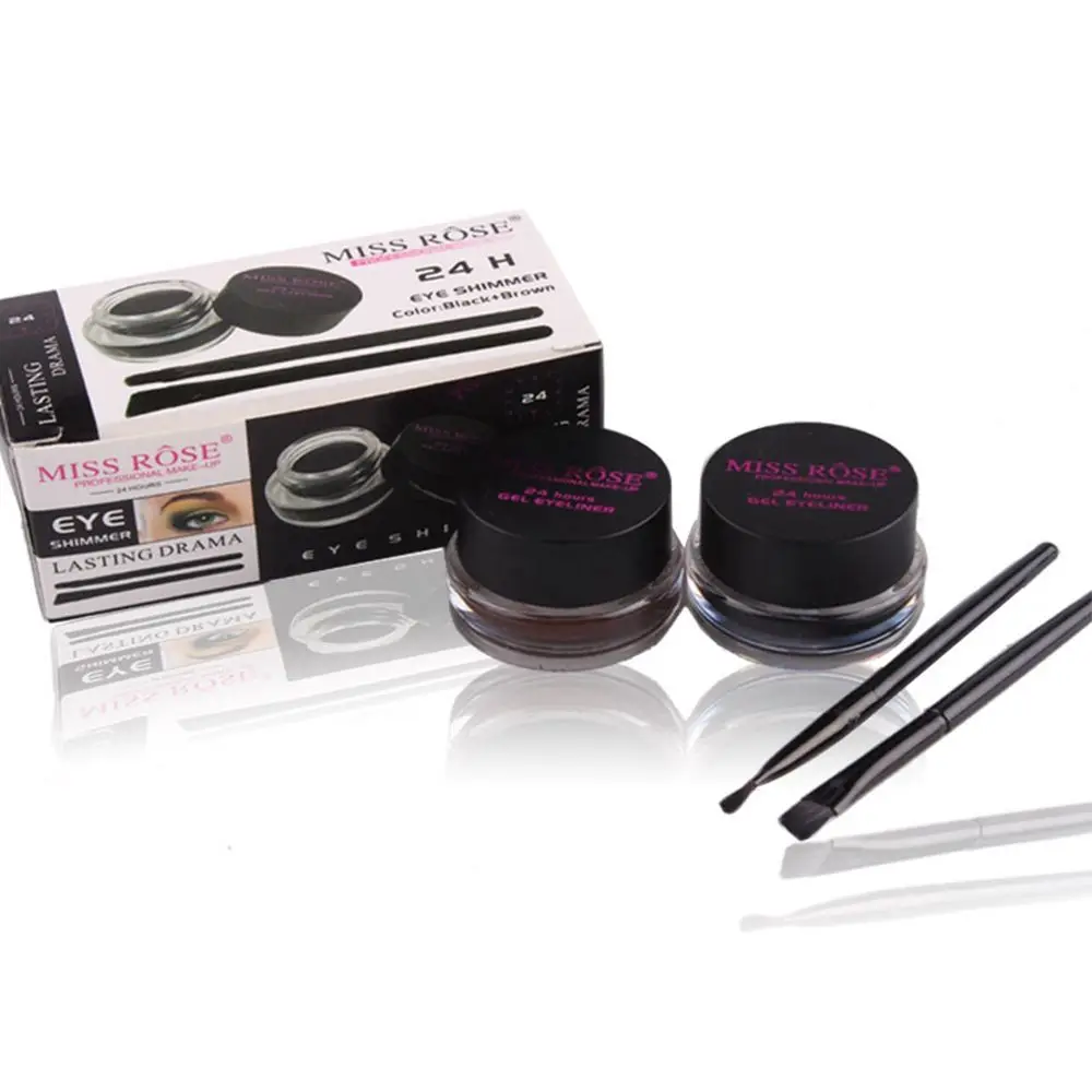 1 Set Long Lasting Waterproof Eye Black & Brown Eyeliner Gel Eye Liner